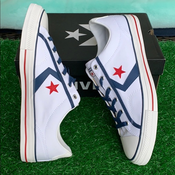 CONVERSE STAR PLAYER OX WHITE/NAVY/GUM RED MEN’S - Picture 6 of 16